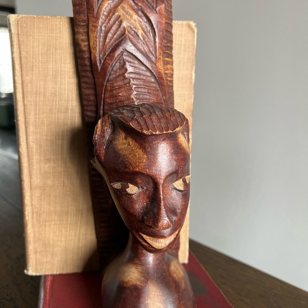 Vintage Hand Carved Wooden Tribal Heads Bookend Igorot Islander Ethnic Art‎ Deco - Picture 2 of 13